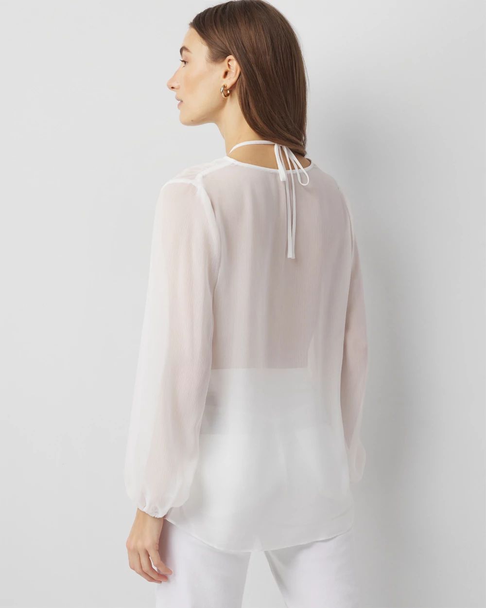 Sheer Beaded Trim Blouse | White House Black Market